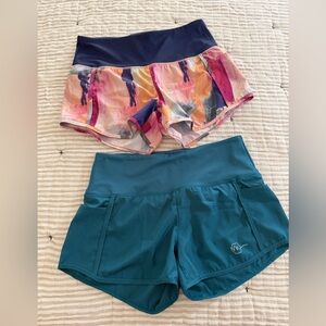 2-pack. Teal Athletic Shorts and Multi-Color Blue. Both with Side Pockets